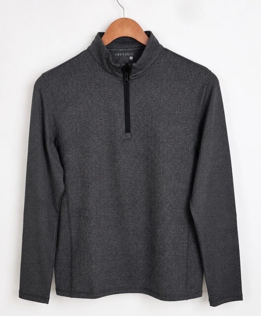 Greyson Tate Herringbone Quarter Zip Pullover Men’s Medium Charcoal Gray Golf